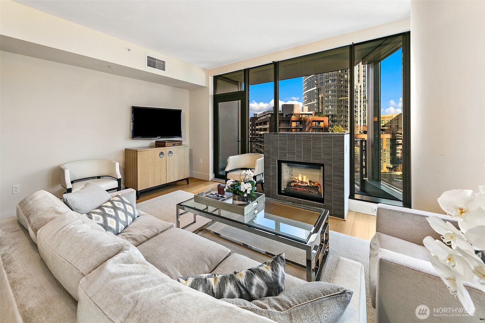 Custom designed furnishings for the space, included in price.