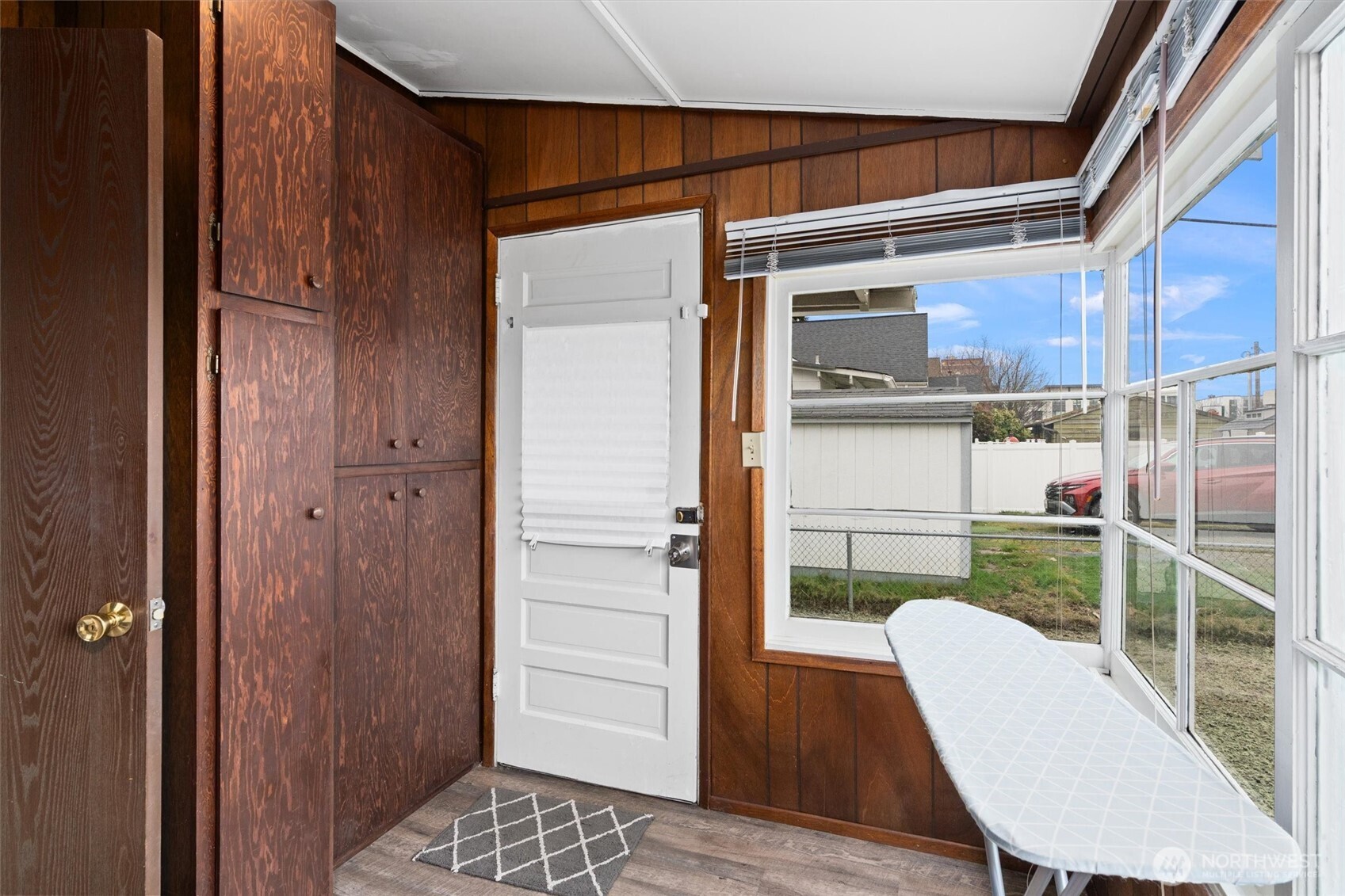 Extra cabinets for storage in this mud room area