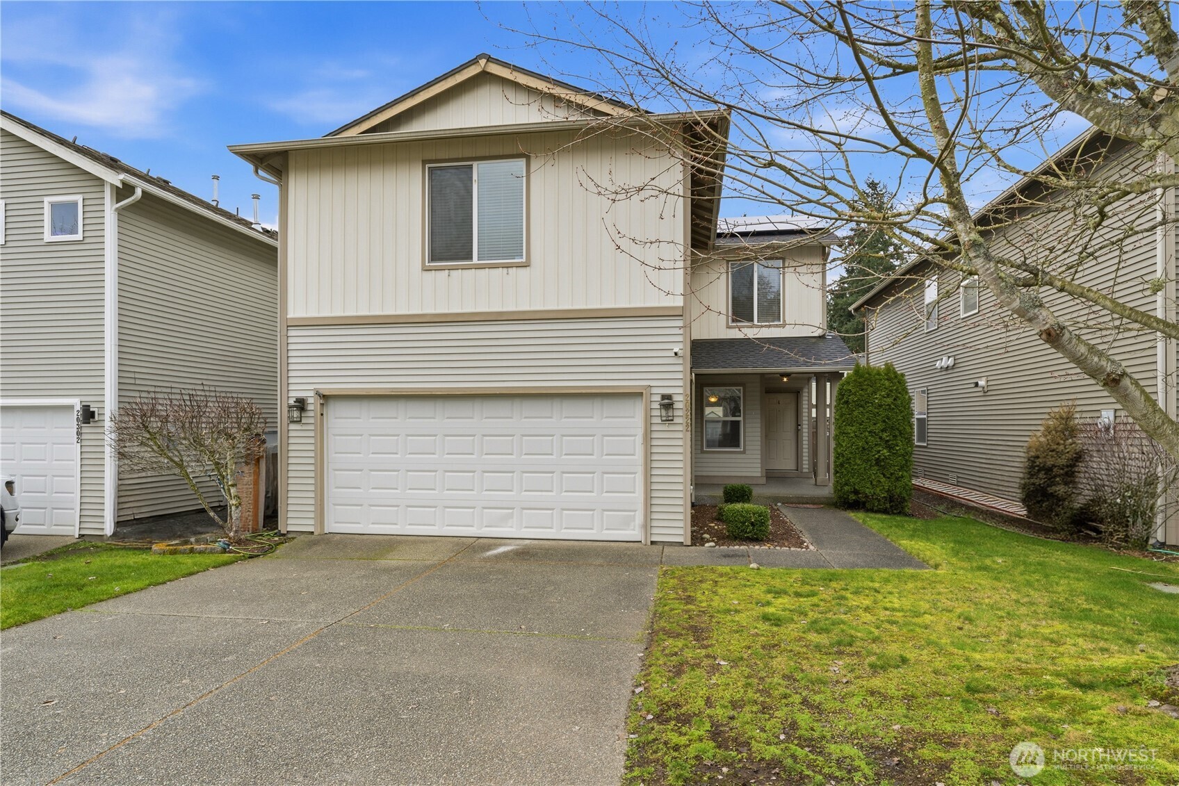 A 2 car garage adds convenience.