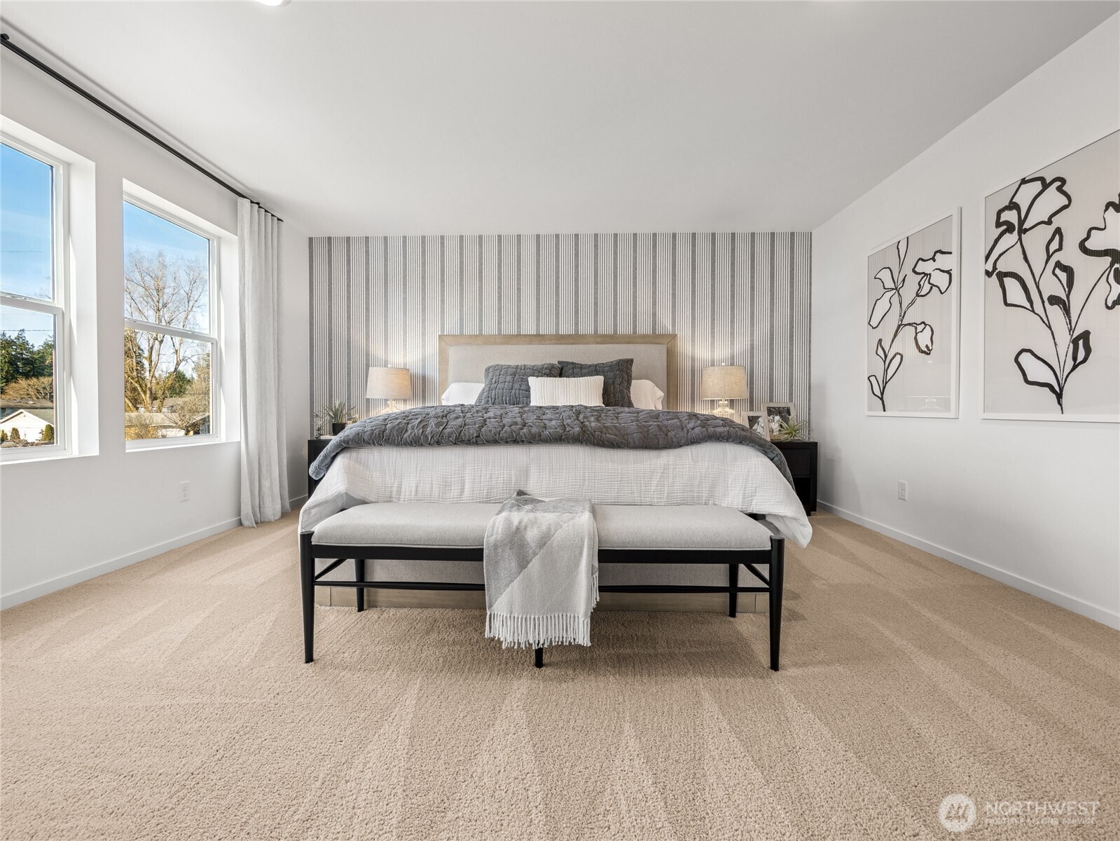 Primary bathroom with dual sinks, soaking tub, shower, and separate toilet room.  Picture for representational purposes only, colors and features may vary.