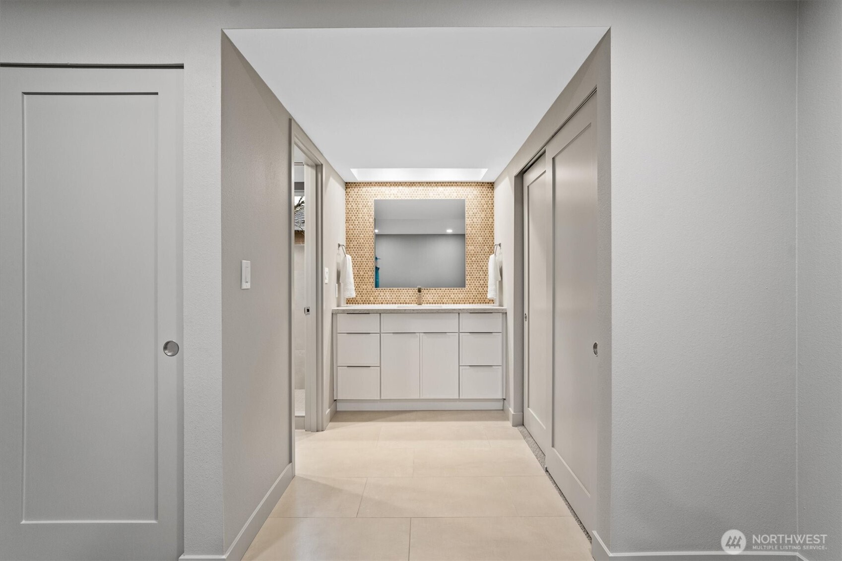Two closets allow for ample space.