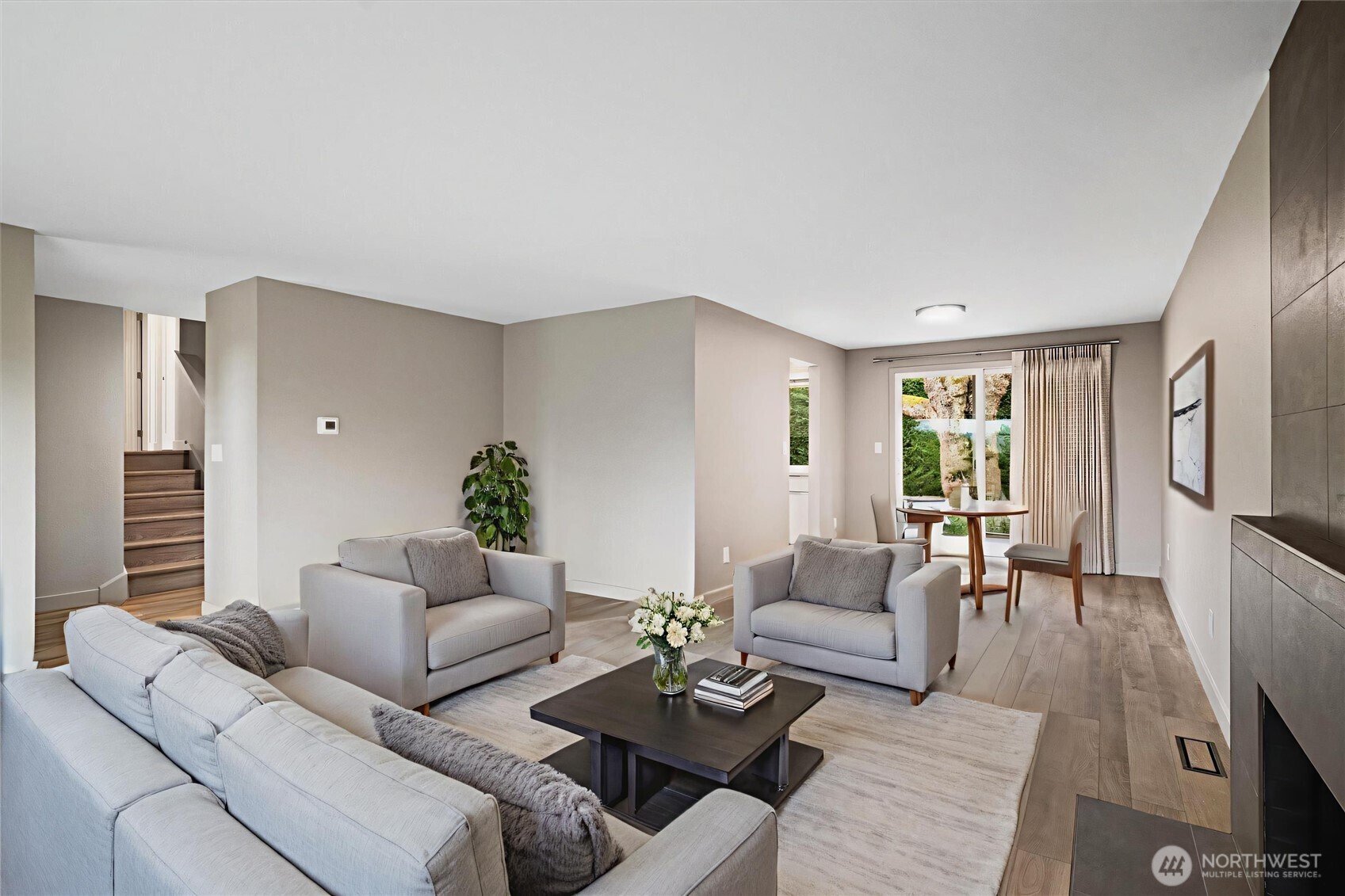 Virtually staged living and dining -