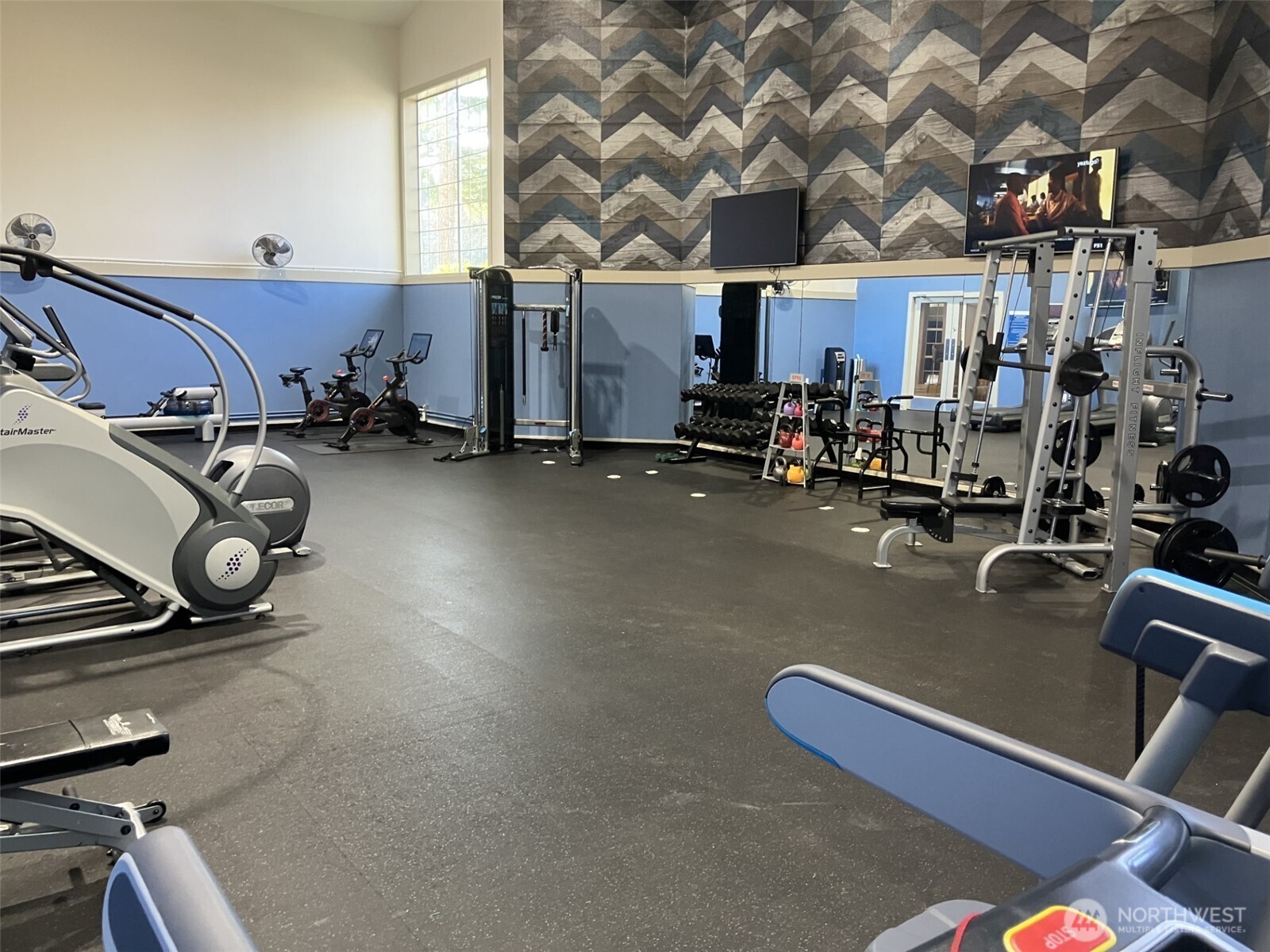 Spacious full sized workout facility.