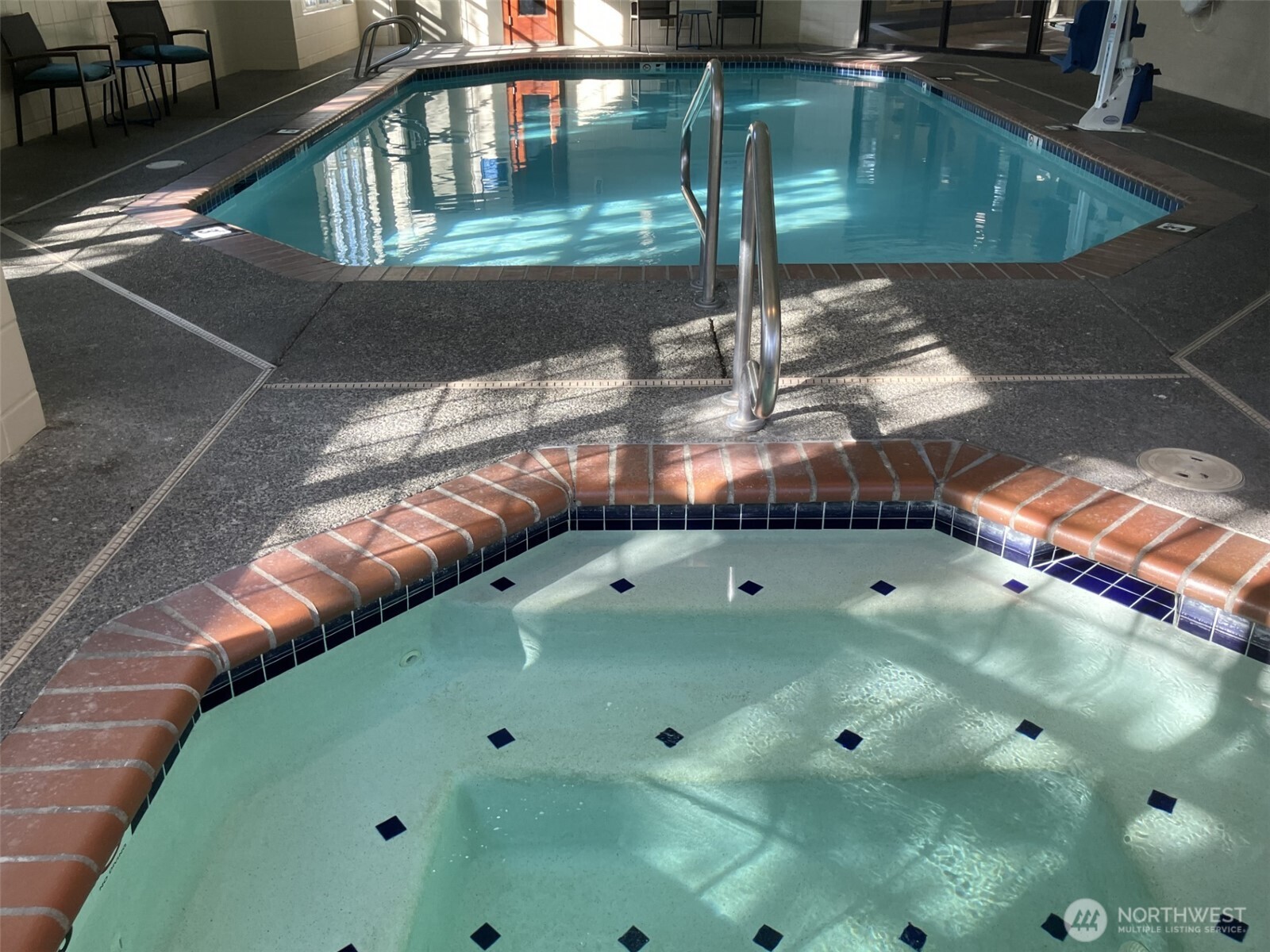 Indoor pool and hot tub.