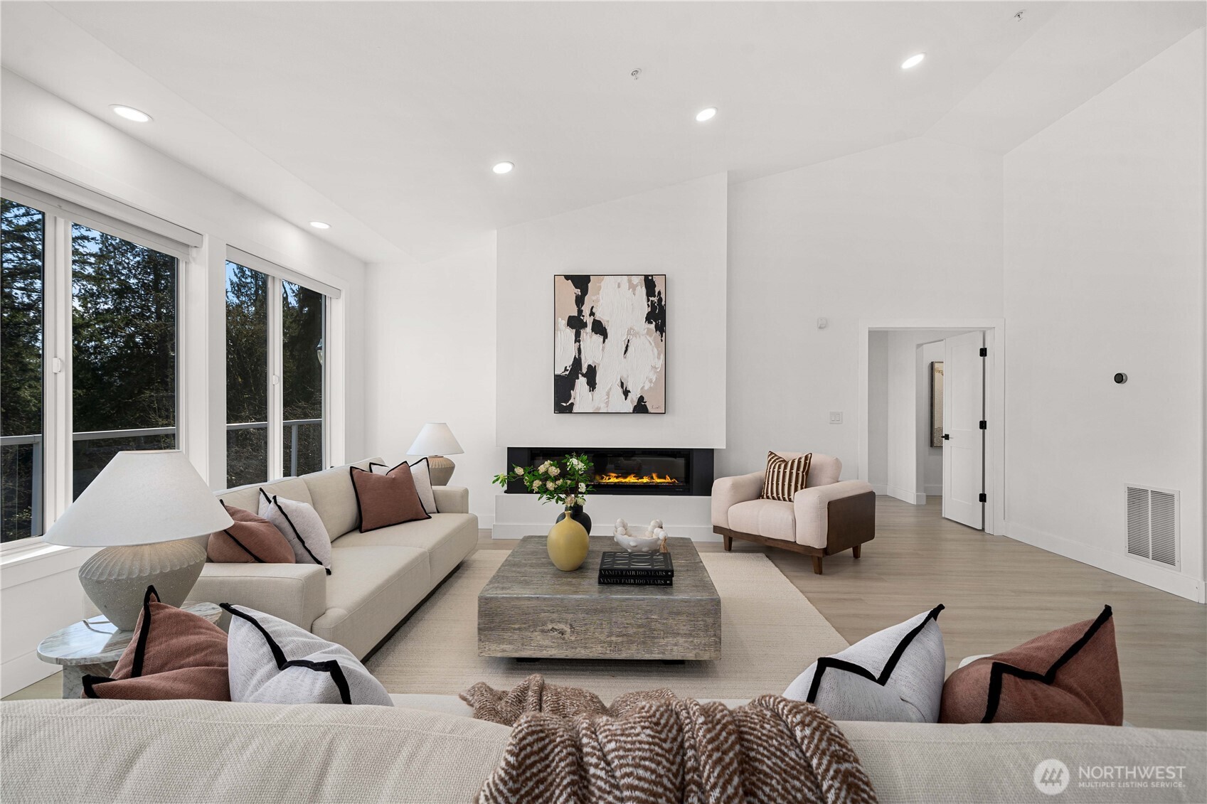 Electric curtains in living room