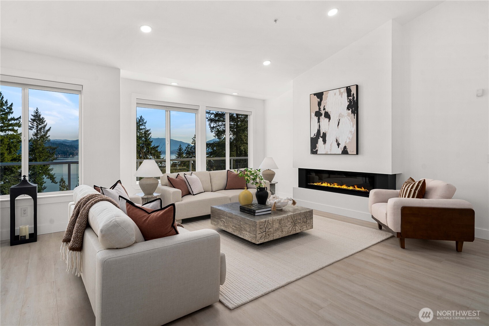 New modern electric fireplace for cool weather