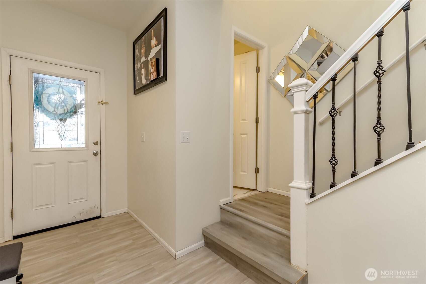 Covered entry porch for enjoying morning coffee