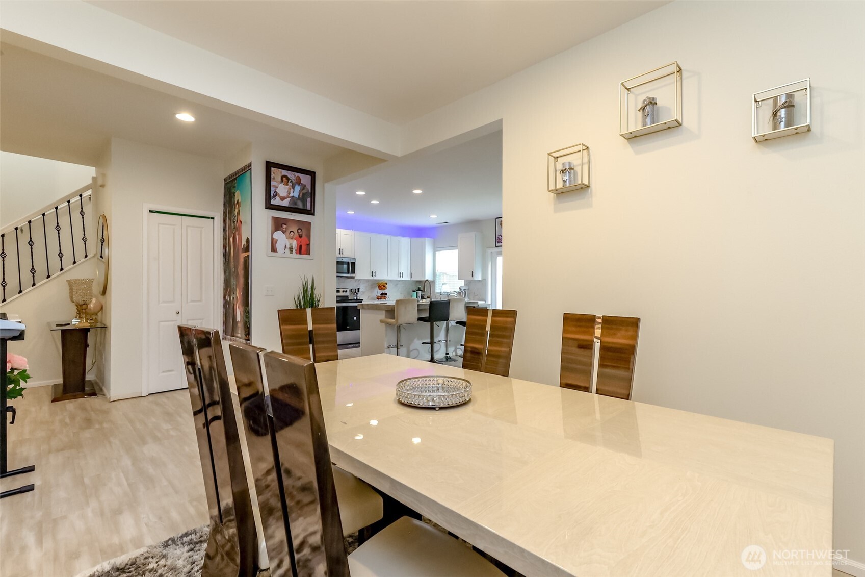 View of dining and living space