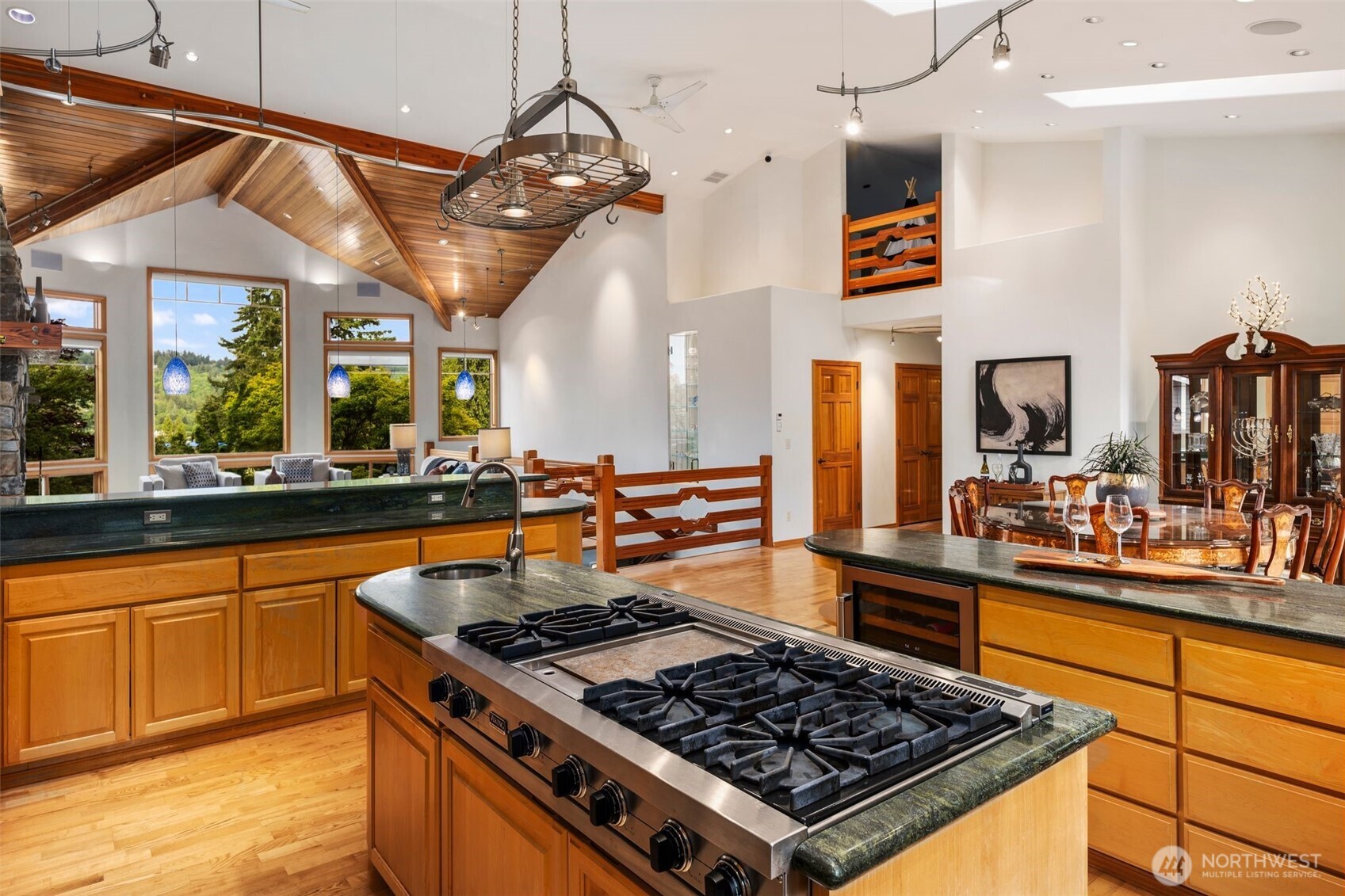 Here's your view from the stovetop if you like to cook. See whoever you'd like to chat with anytime.