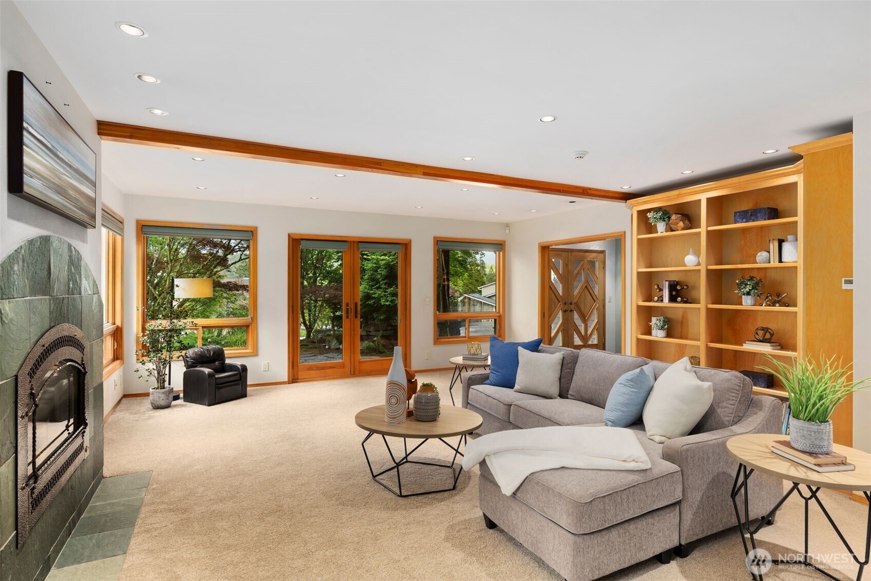 Your entry level family room looking out from your movie theater lounge.