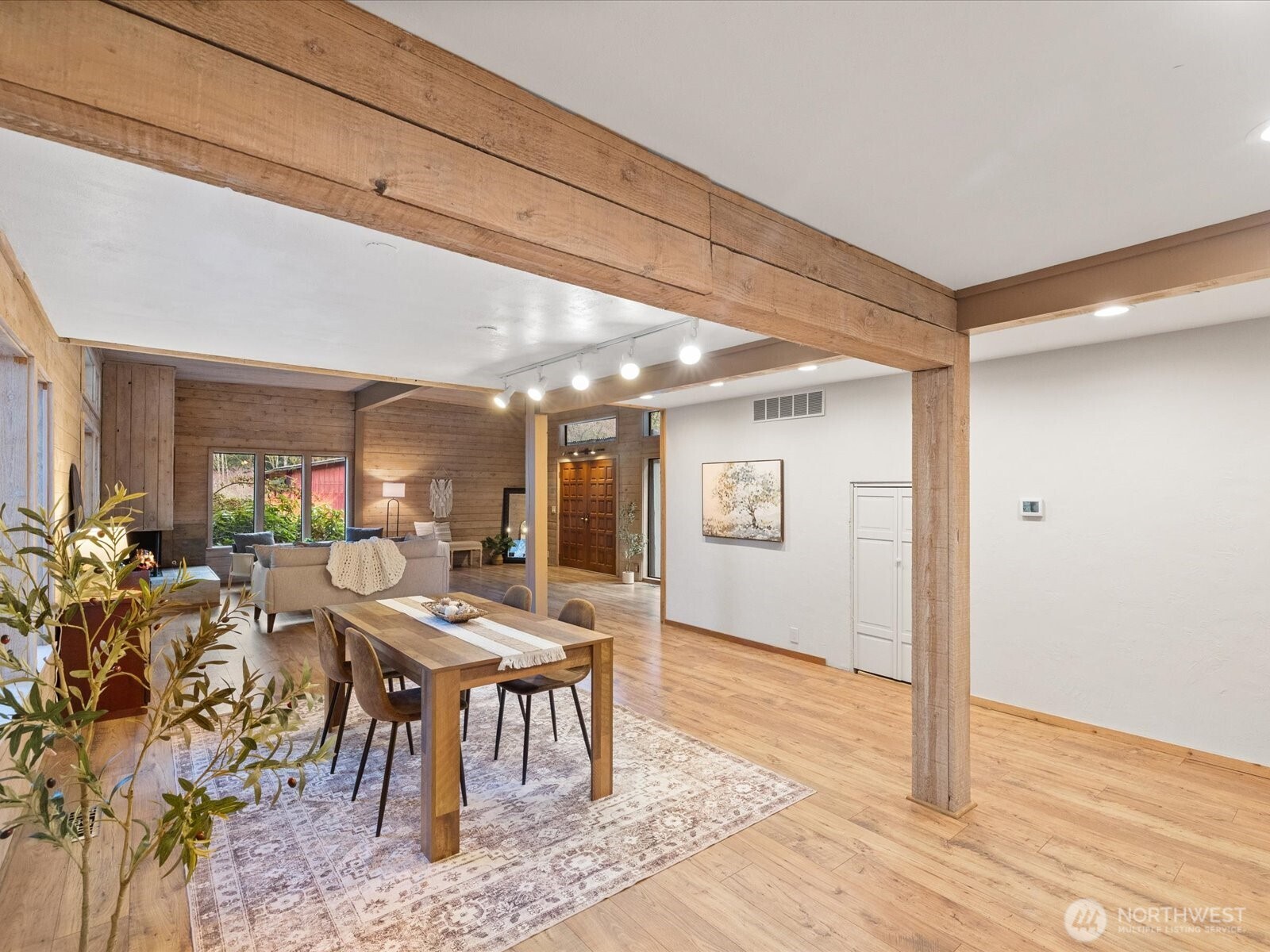 Dining room right off kitchen & living room for functional entertaining.