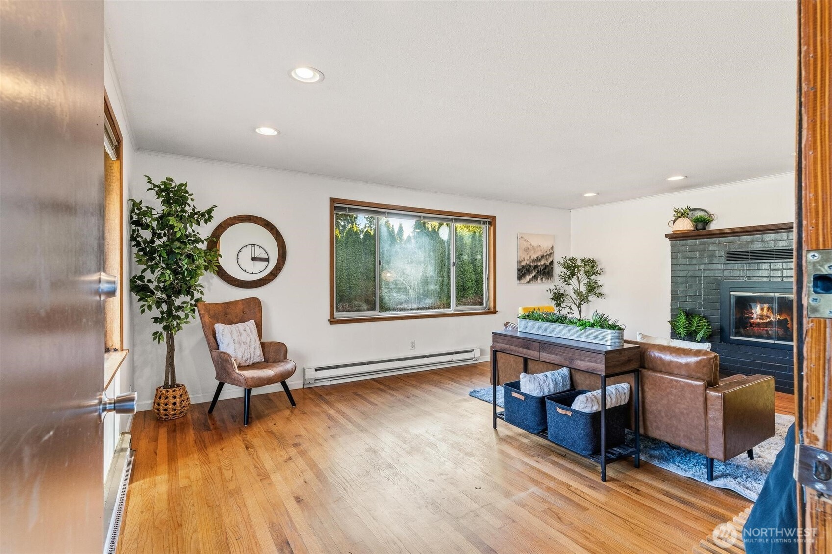 Beautiful hardwood floors and wood burning fireplace