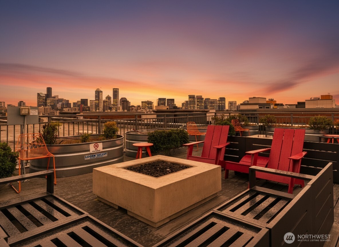 Rooftop deck with fire pit, pizza oven, BBQ, and more