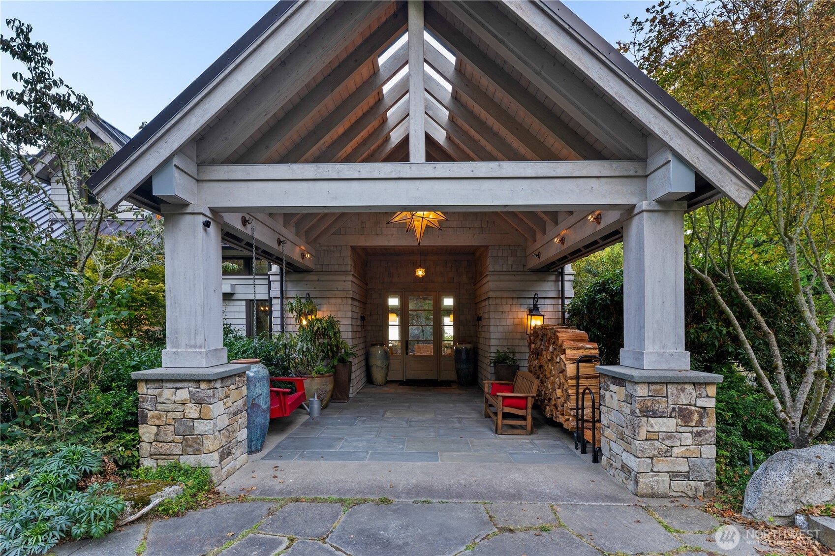 Main entrance from driveway facing west.