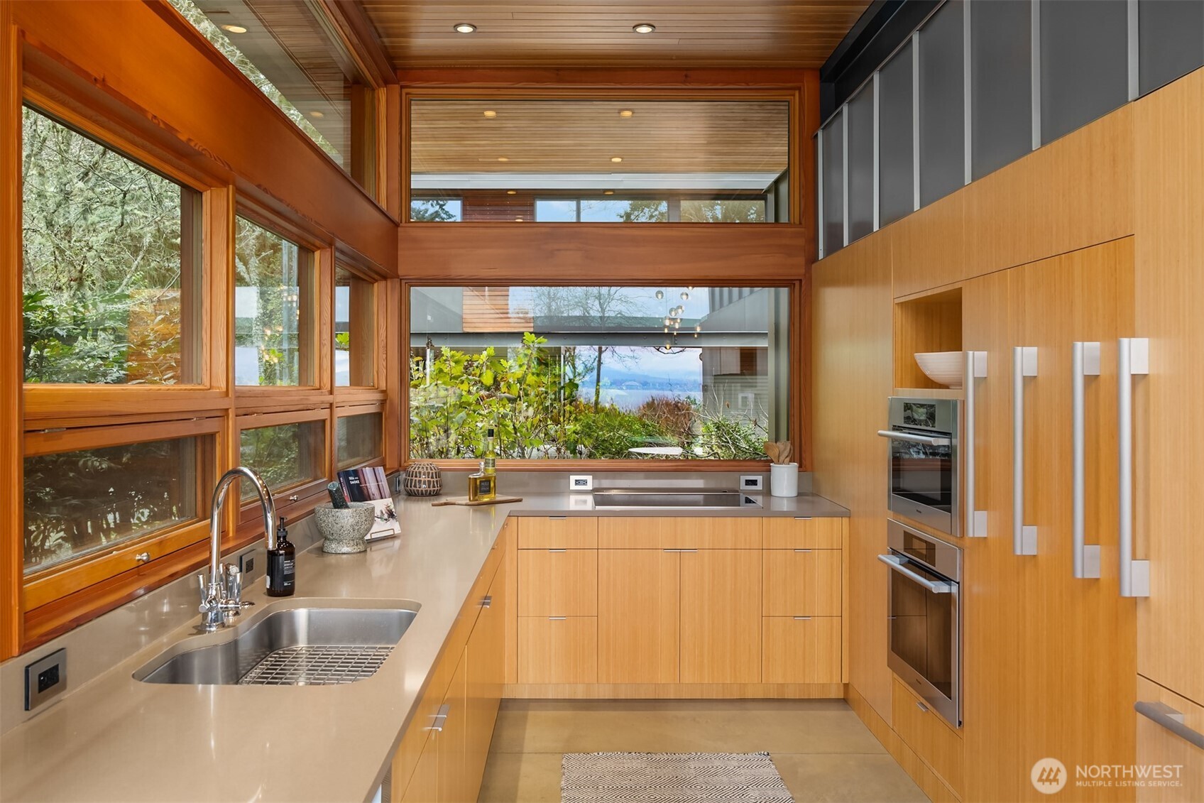 Main house custom fir Kitchen with fully integrated cabinet fridge and wine fridge