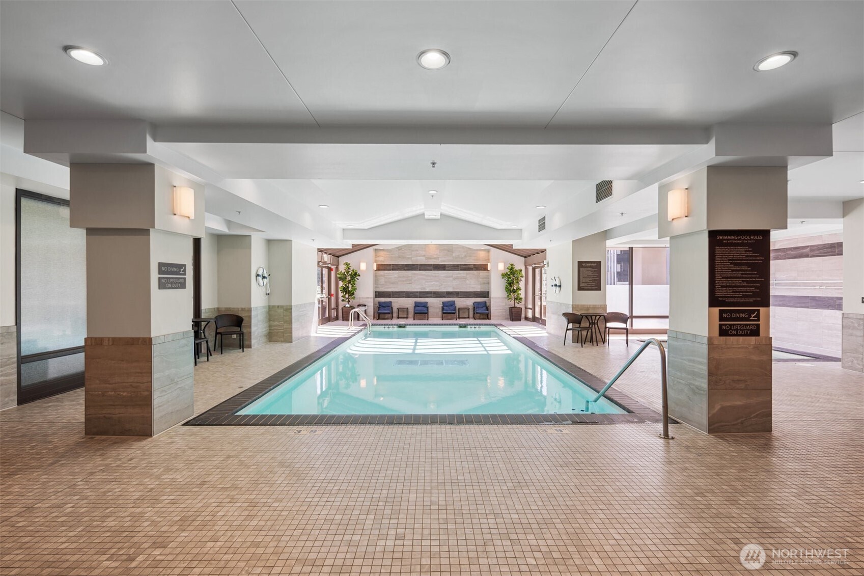 Indoor pool amenity in downtown Bellevue luxury building