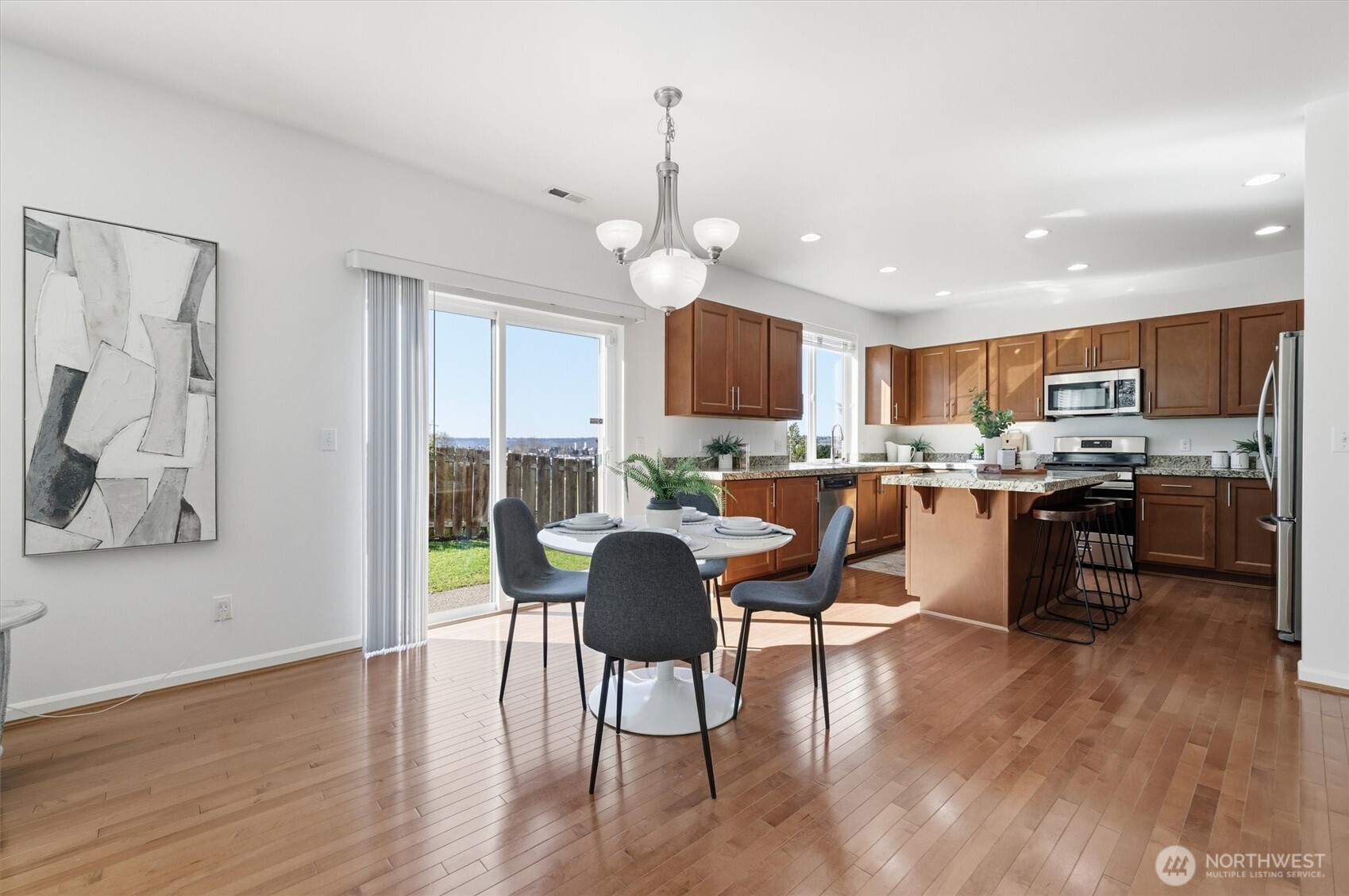 Kitchen with eating space (staged)