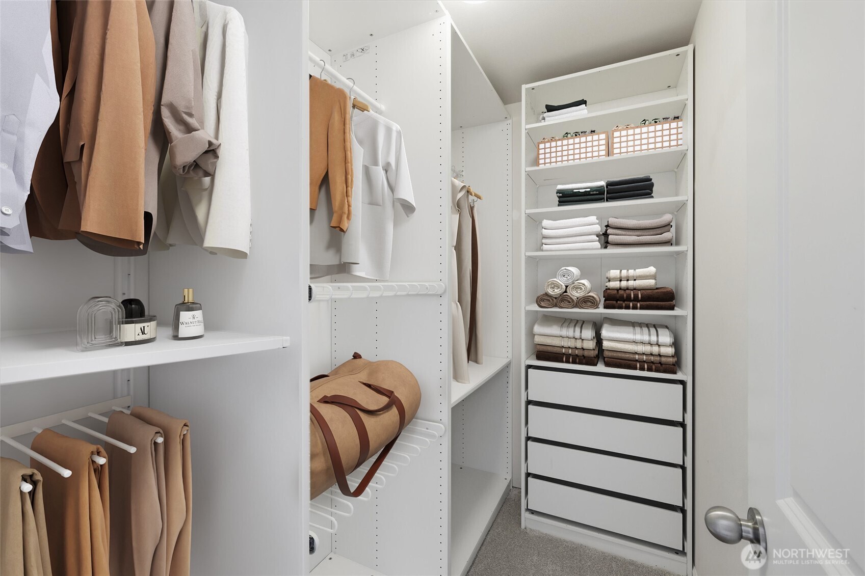 Walk-in closet (virtually staged)