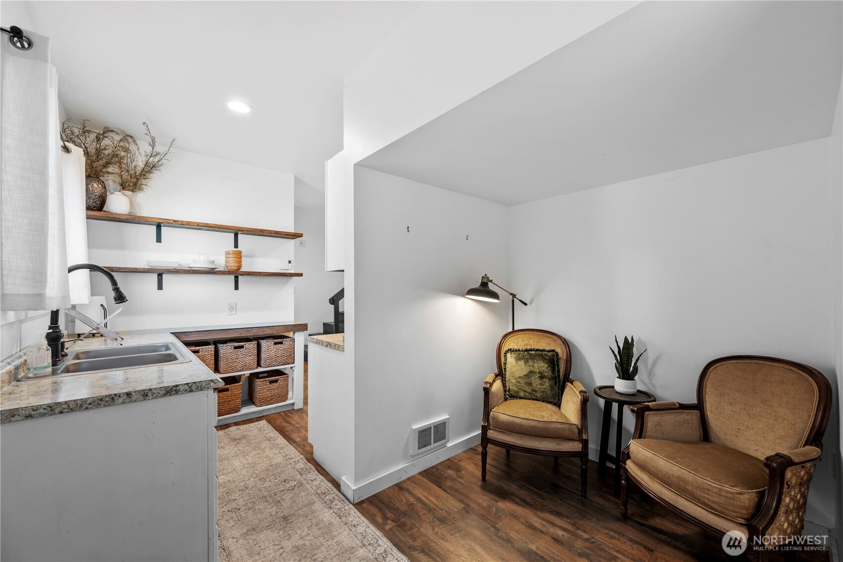 Welcoming entry into cozy seating area.