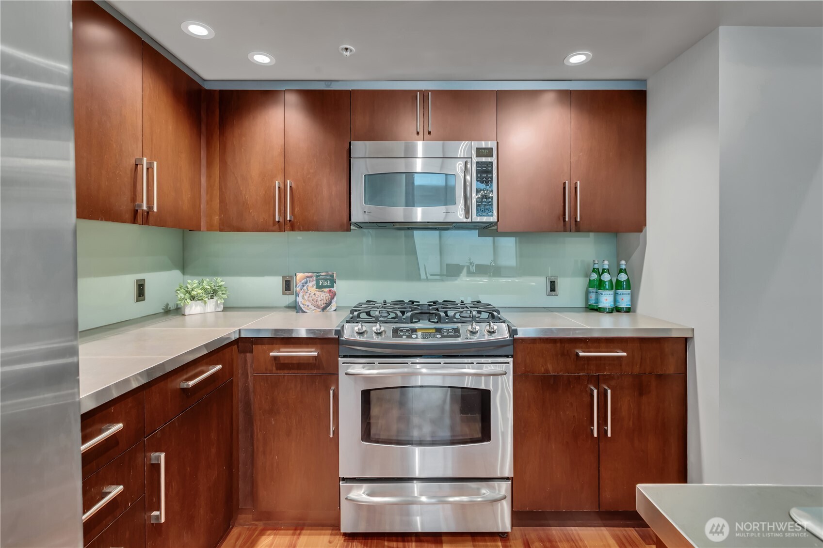 Kitchen view from island to dining area.