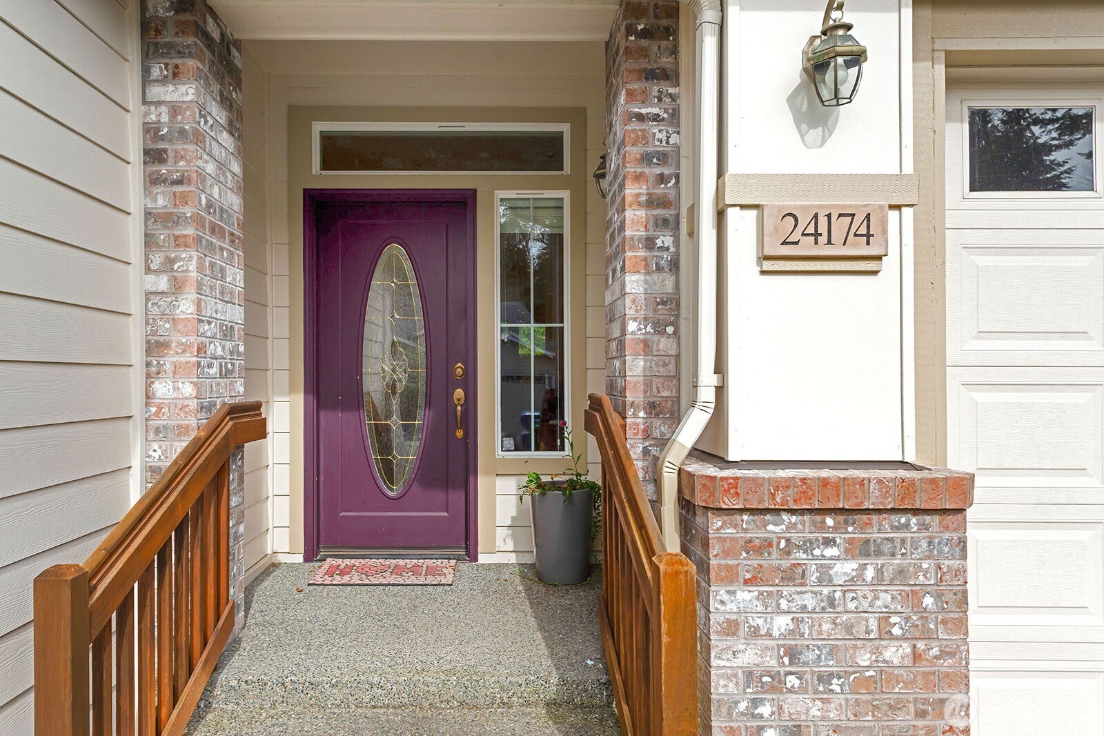 Formal Entry with 2-car garage to the right.