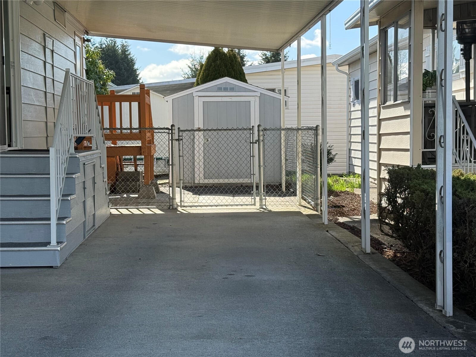 Driveway with gated pet area
