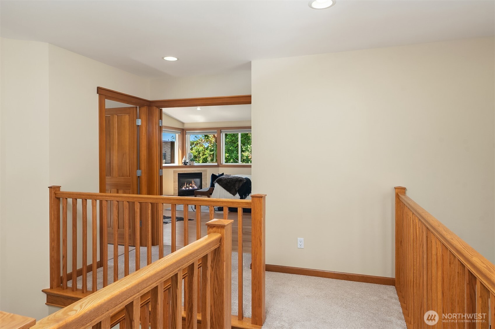 All the bedrooms upstairs but some nice separation between the two wings of the home