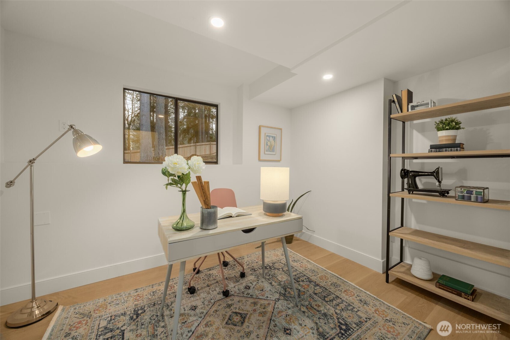 Flexible lower-level room ideal as a home office.