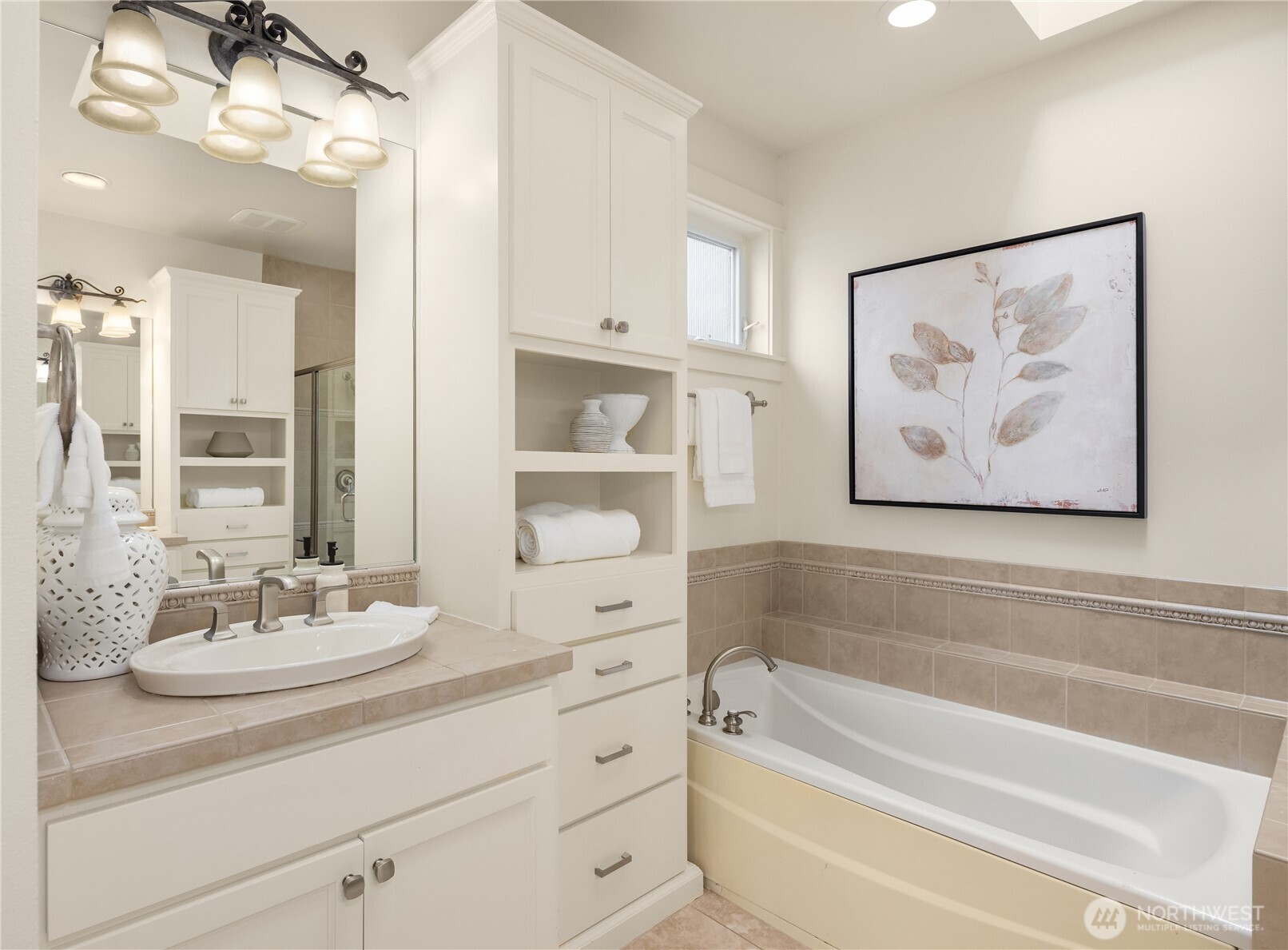 2 vanities and built-ins Primary Bathroom
