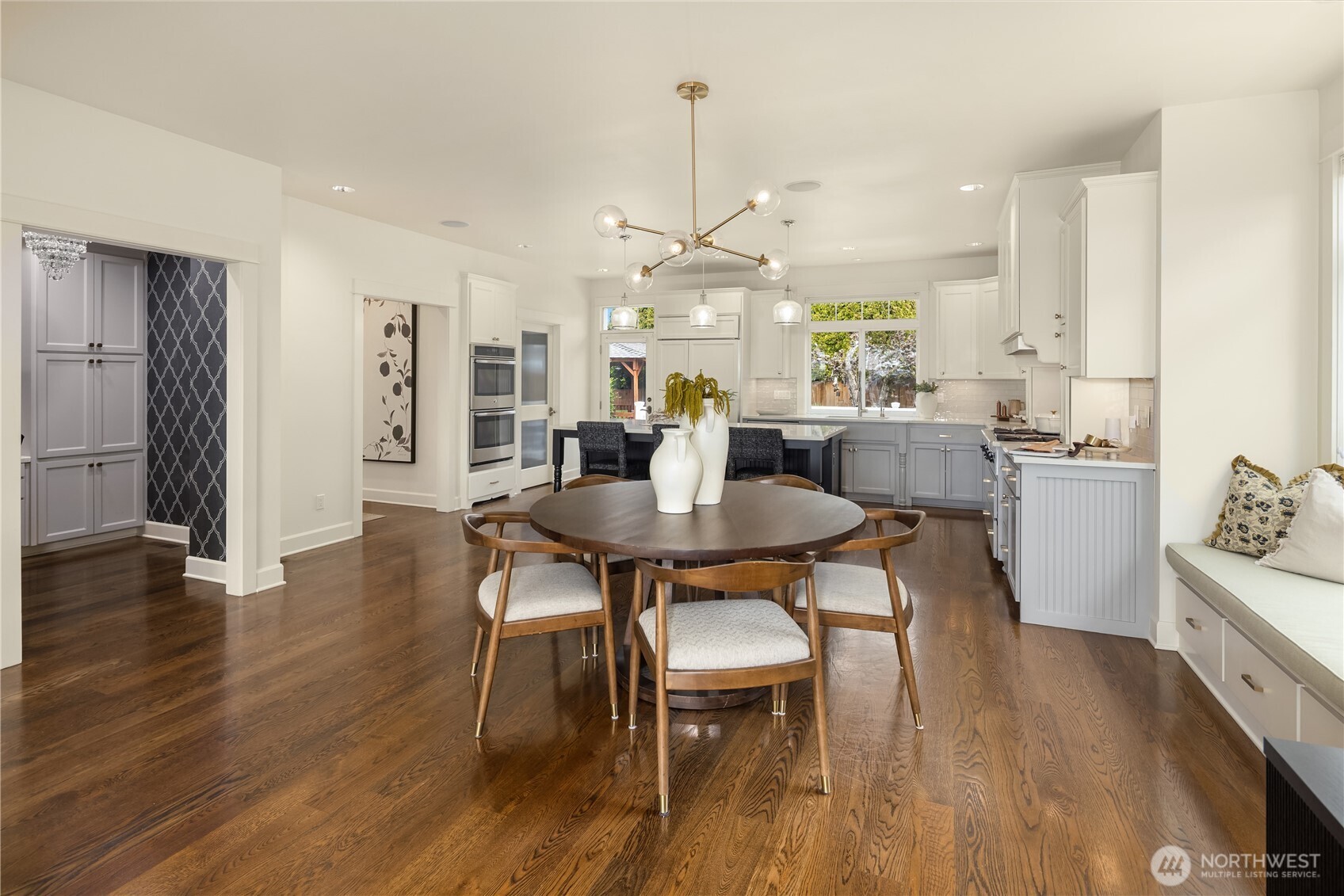 Great room view of Dining+Kitchen+office