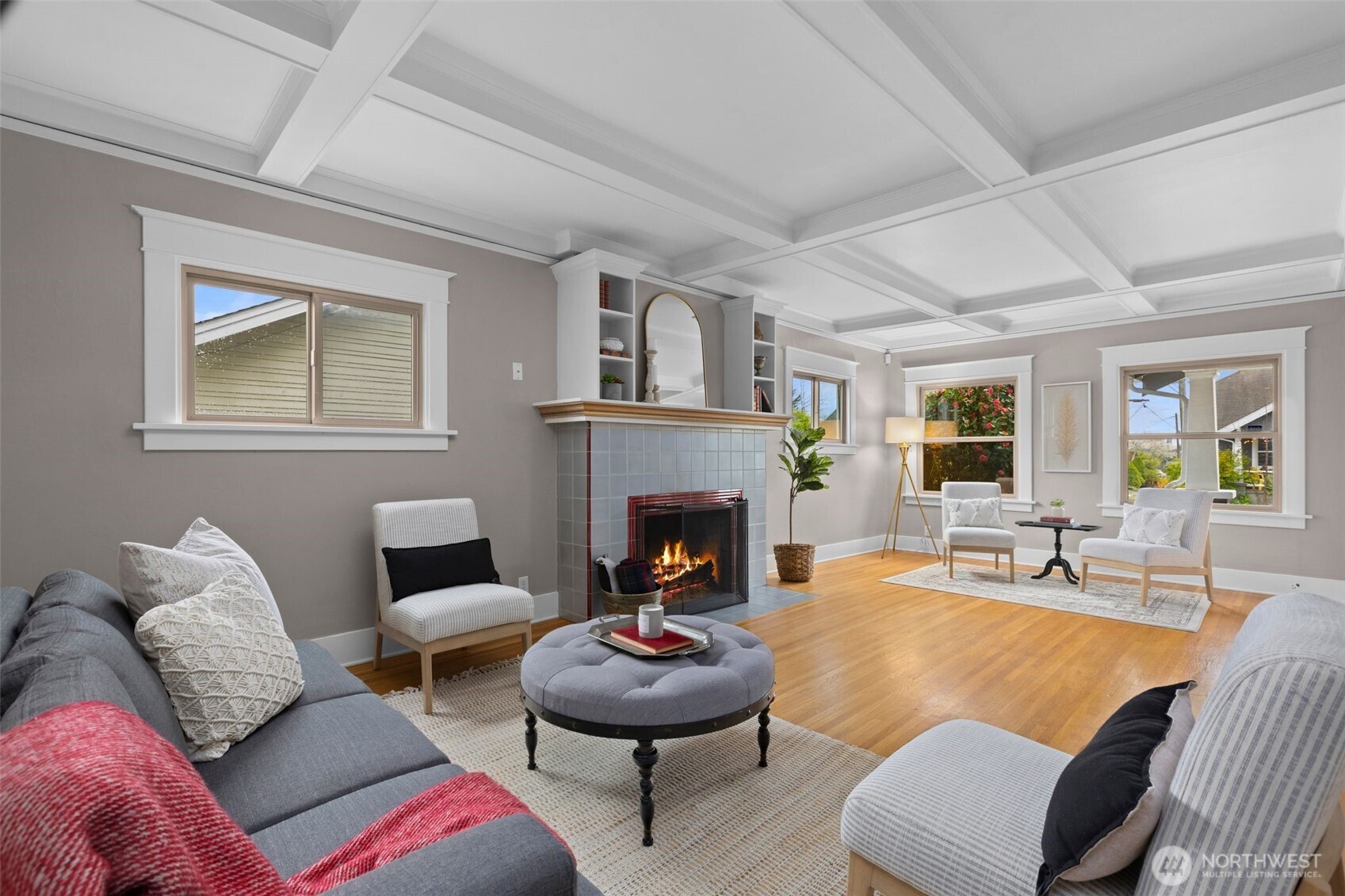 The thoughtfully placed windows provide privacy while filling the home with natural light