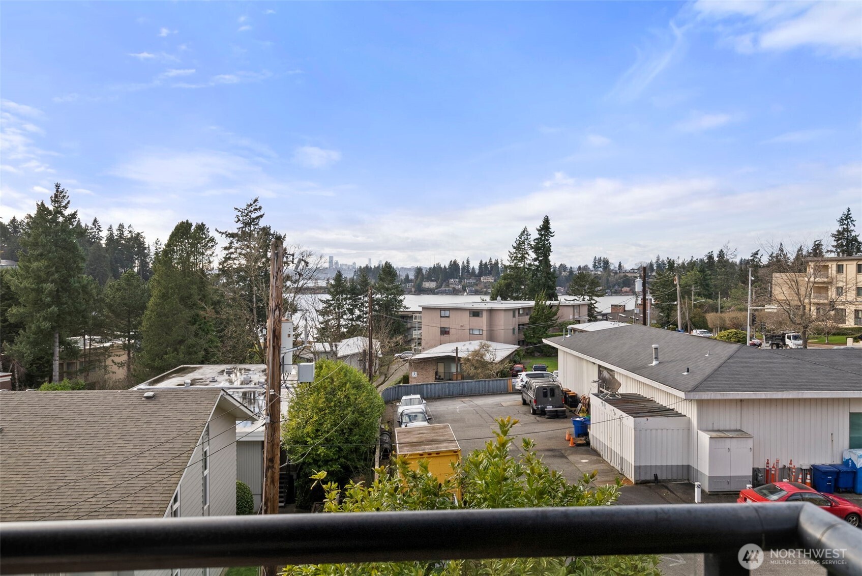 View of Meydenbauer Bay and Seattle skyline