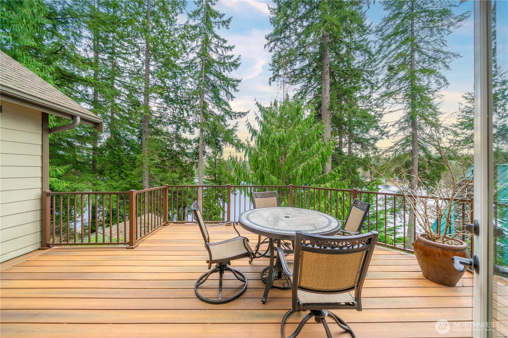 Upper deck off of house