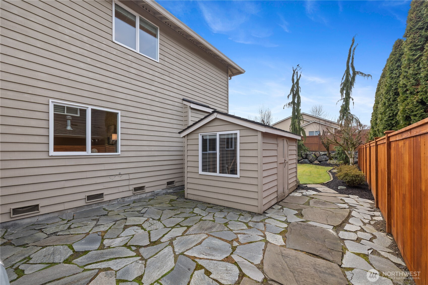 Shed included for even more storage.