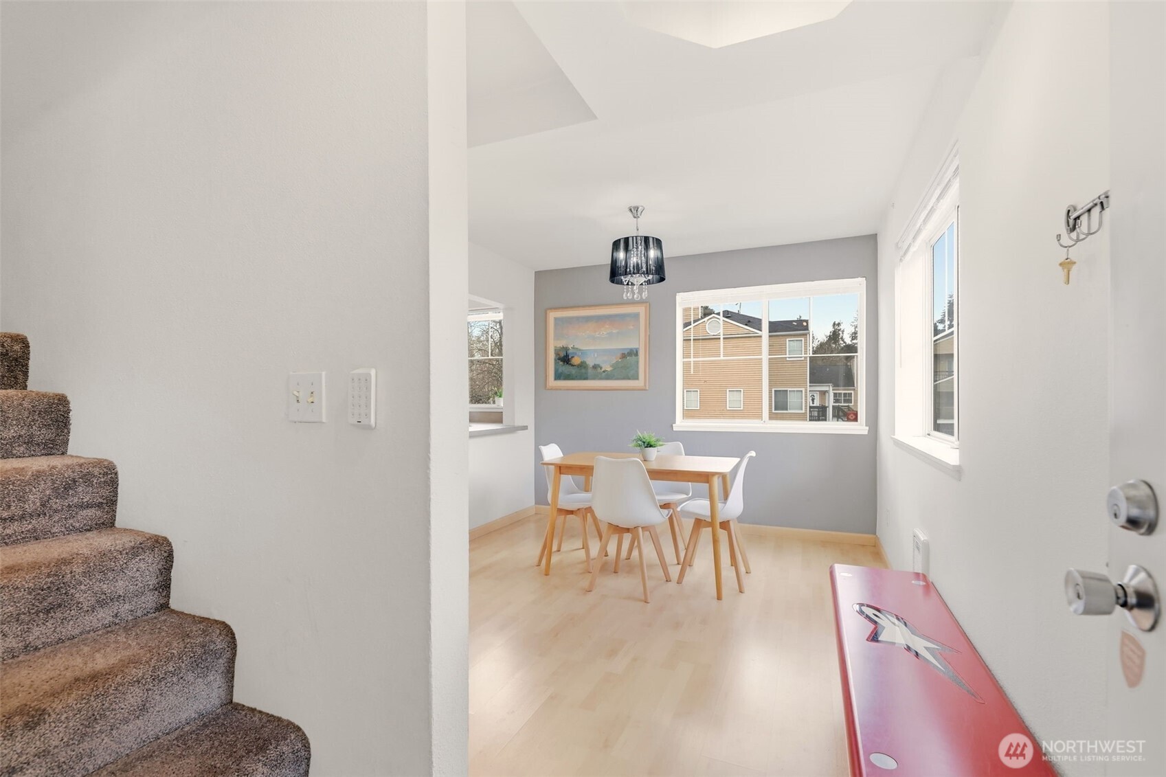 Two story unit with bedrooms on 2nd floor.  No upstairs neighbors!