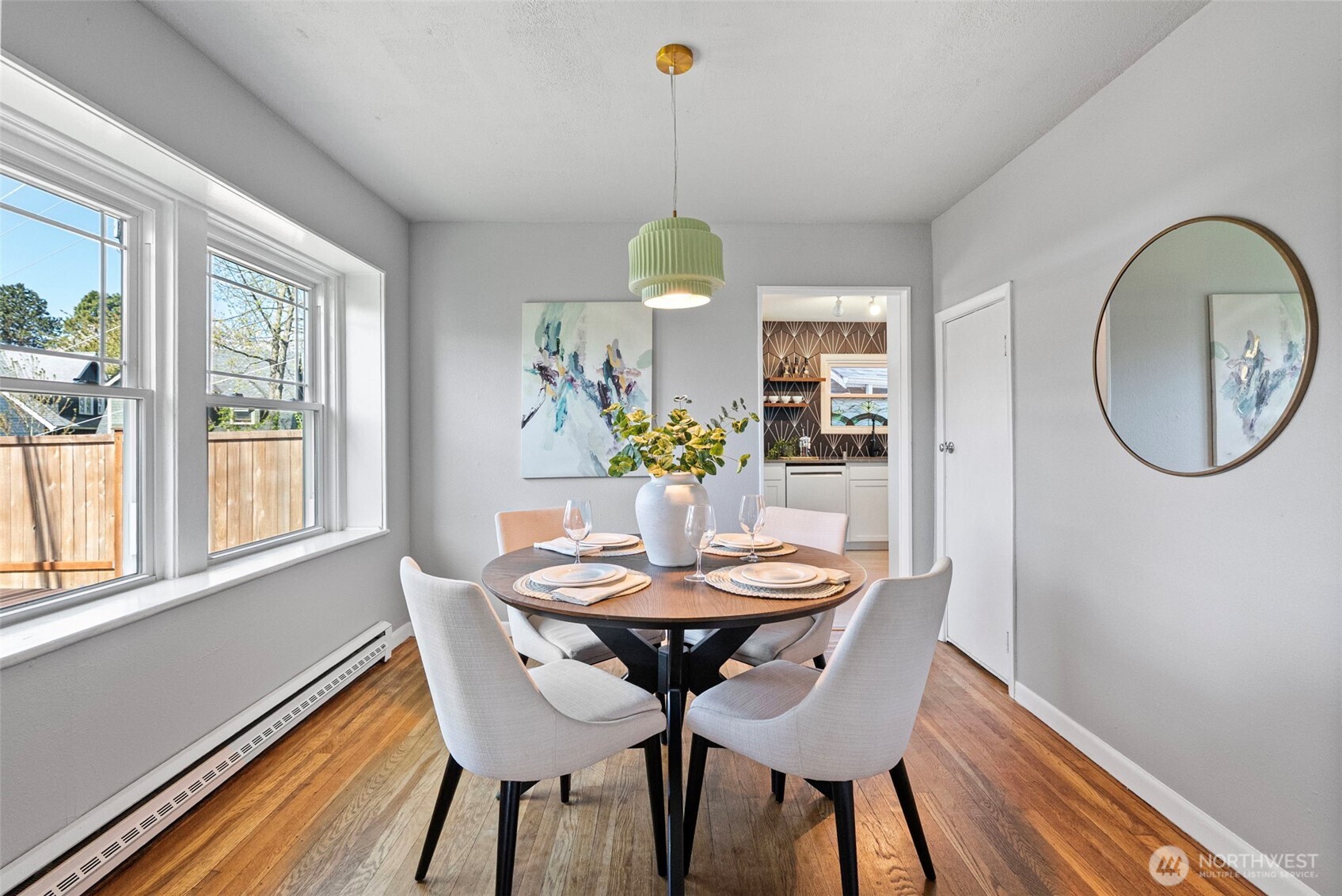 Bright dining room off the kitchen.