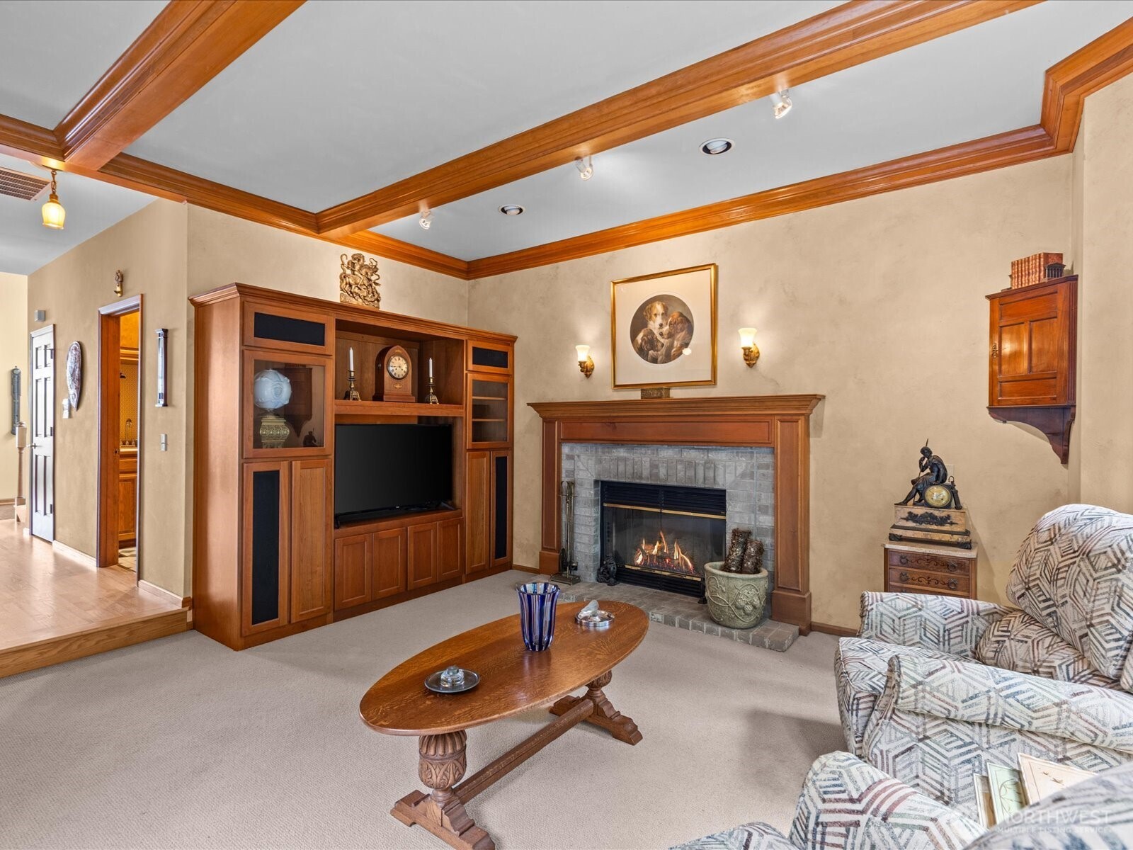 Family room is off the kitchen