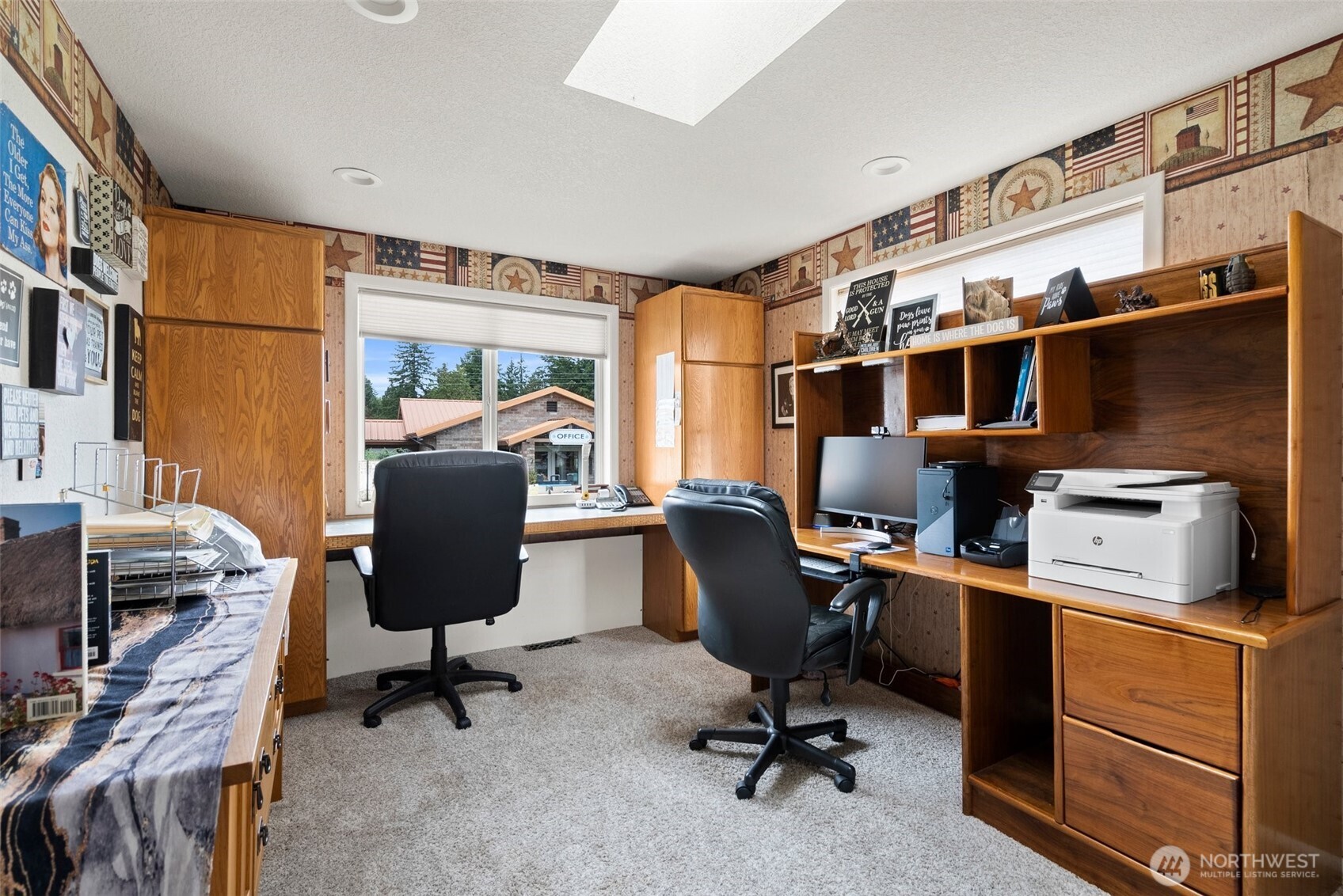 This large, spacious in-home office is the perfect retreat for focusing away from the hustle of the kennel and stables.