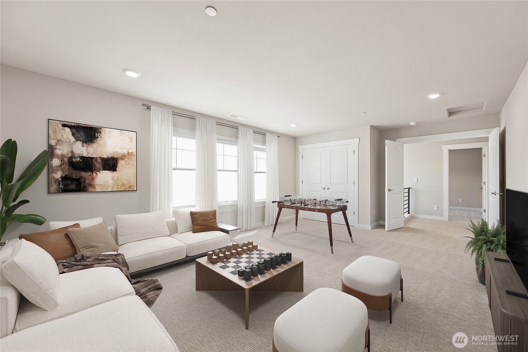 HUGE bonus room with closet - virtually staged showing similar plan.