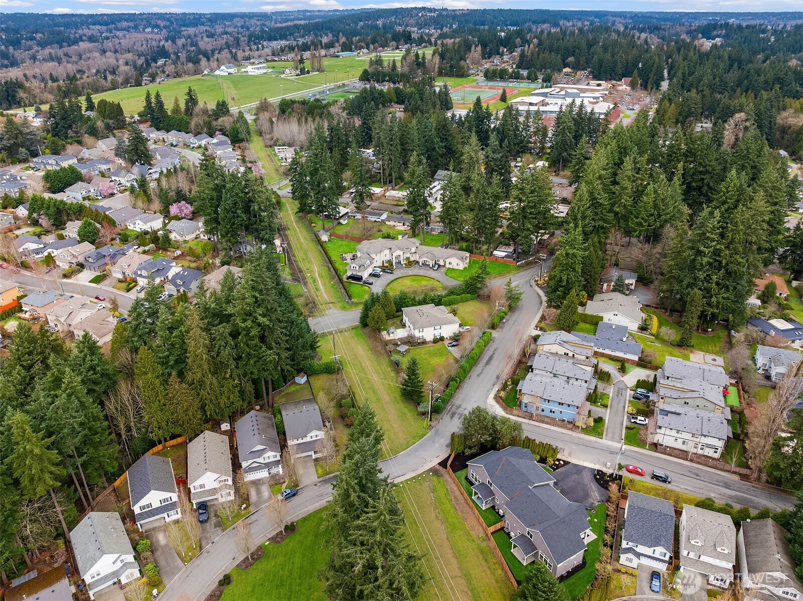 Aerial view looking NW toward Bothell high school