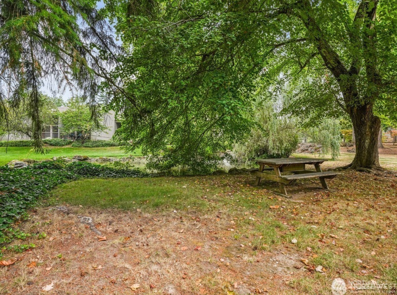 private green space with water views right off unit