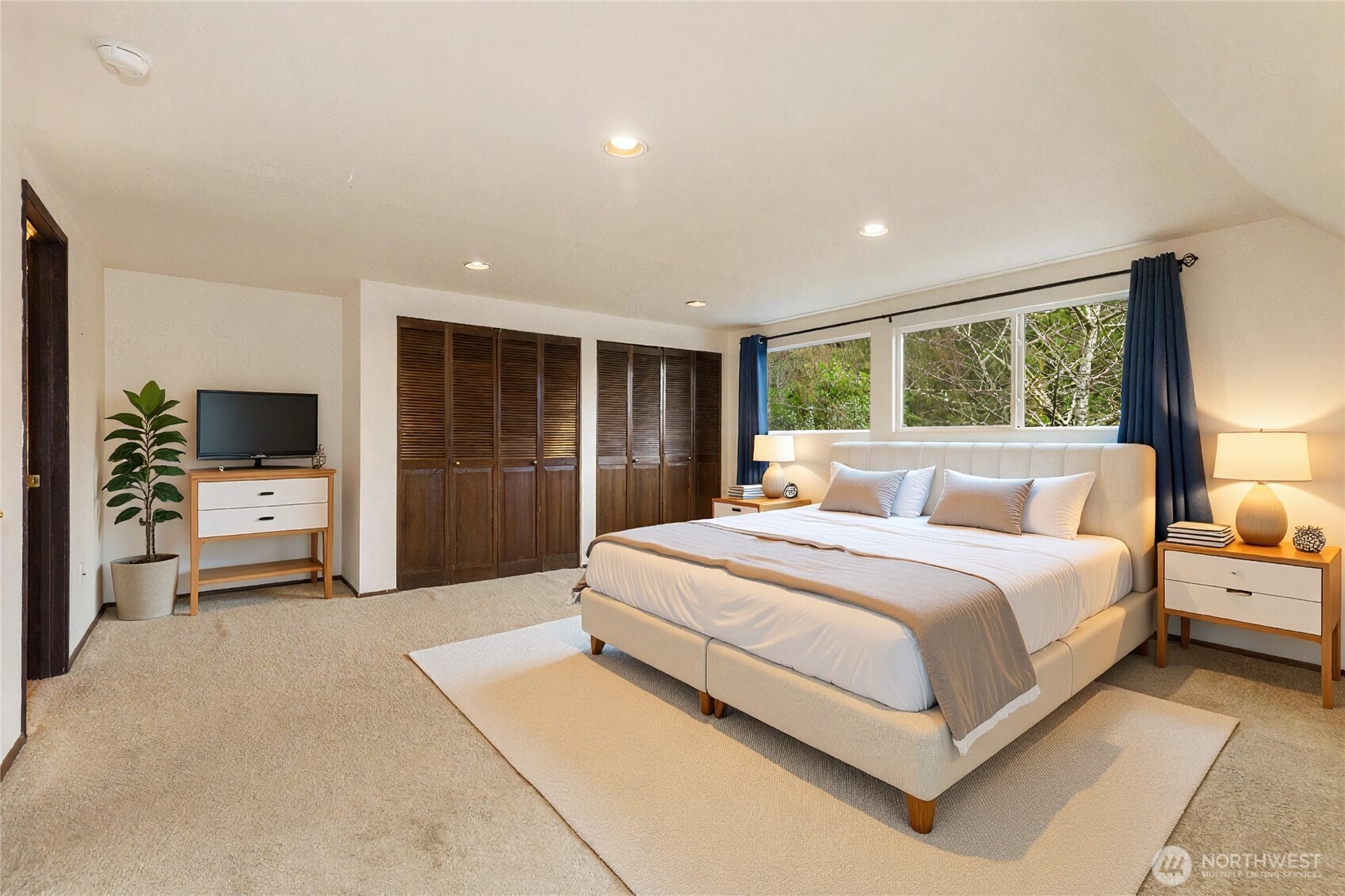 Virtually staged primary bedroom