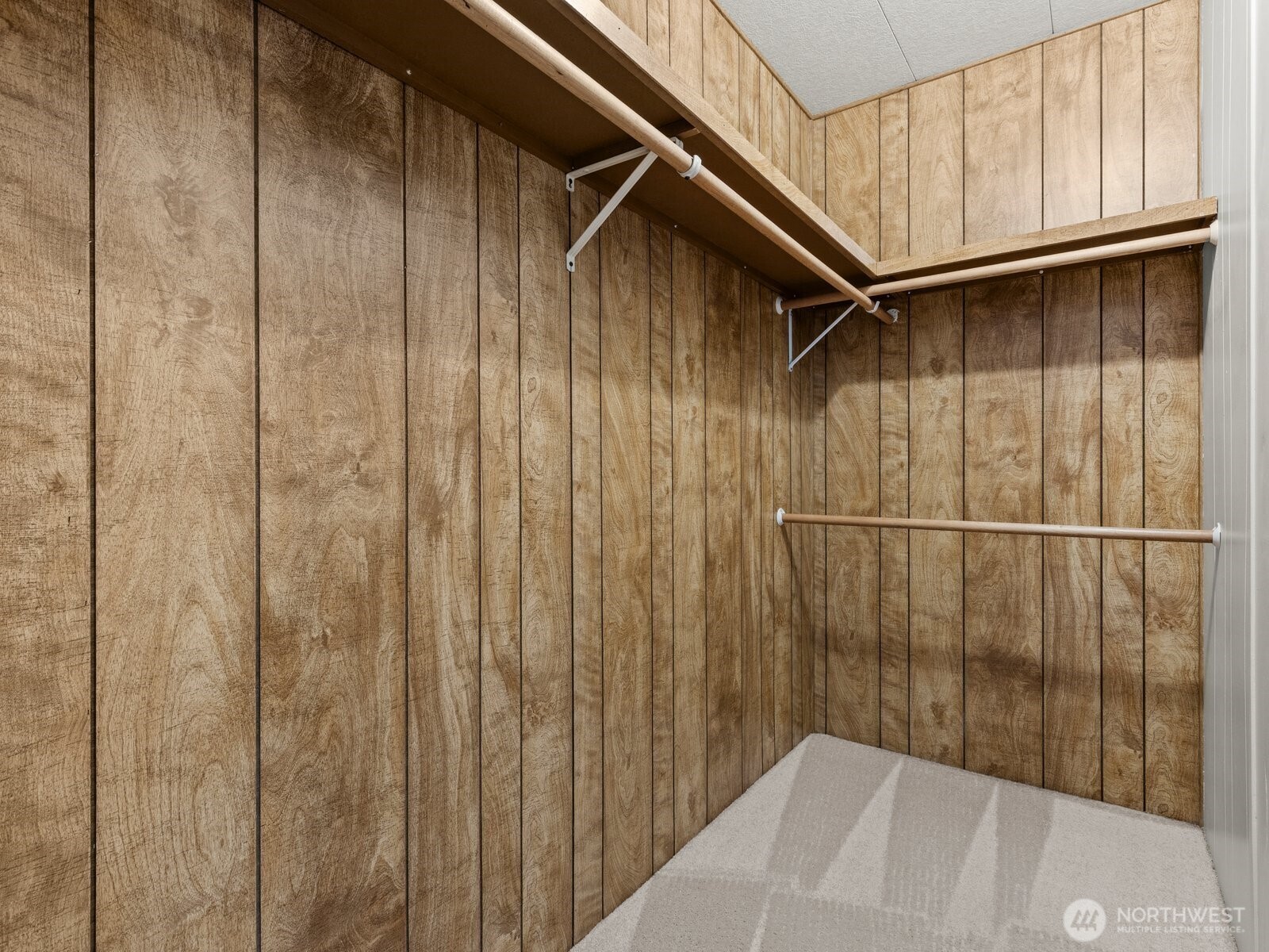 The walk in closet is on the left as you enter and has tons of space for your wardrobe.