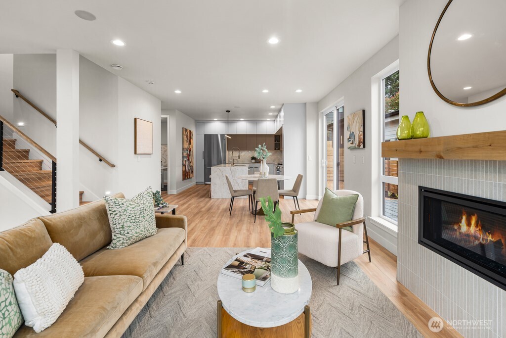 Alluring charisma and symmetry. Just outside, a detached garage with alley access.