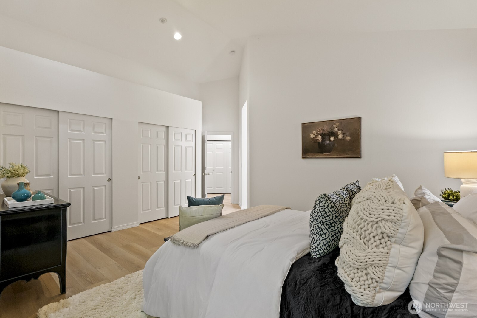 Large dual closets in the primary ensure that everything has its place.