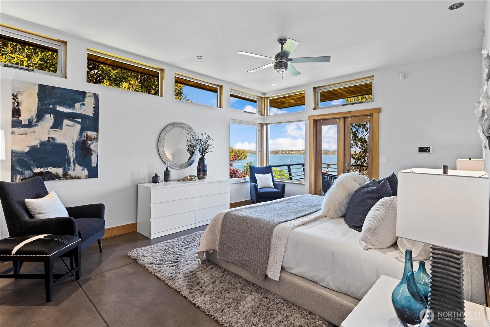 Primary bedroom with private deck.