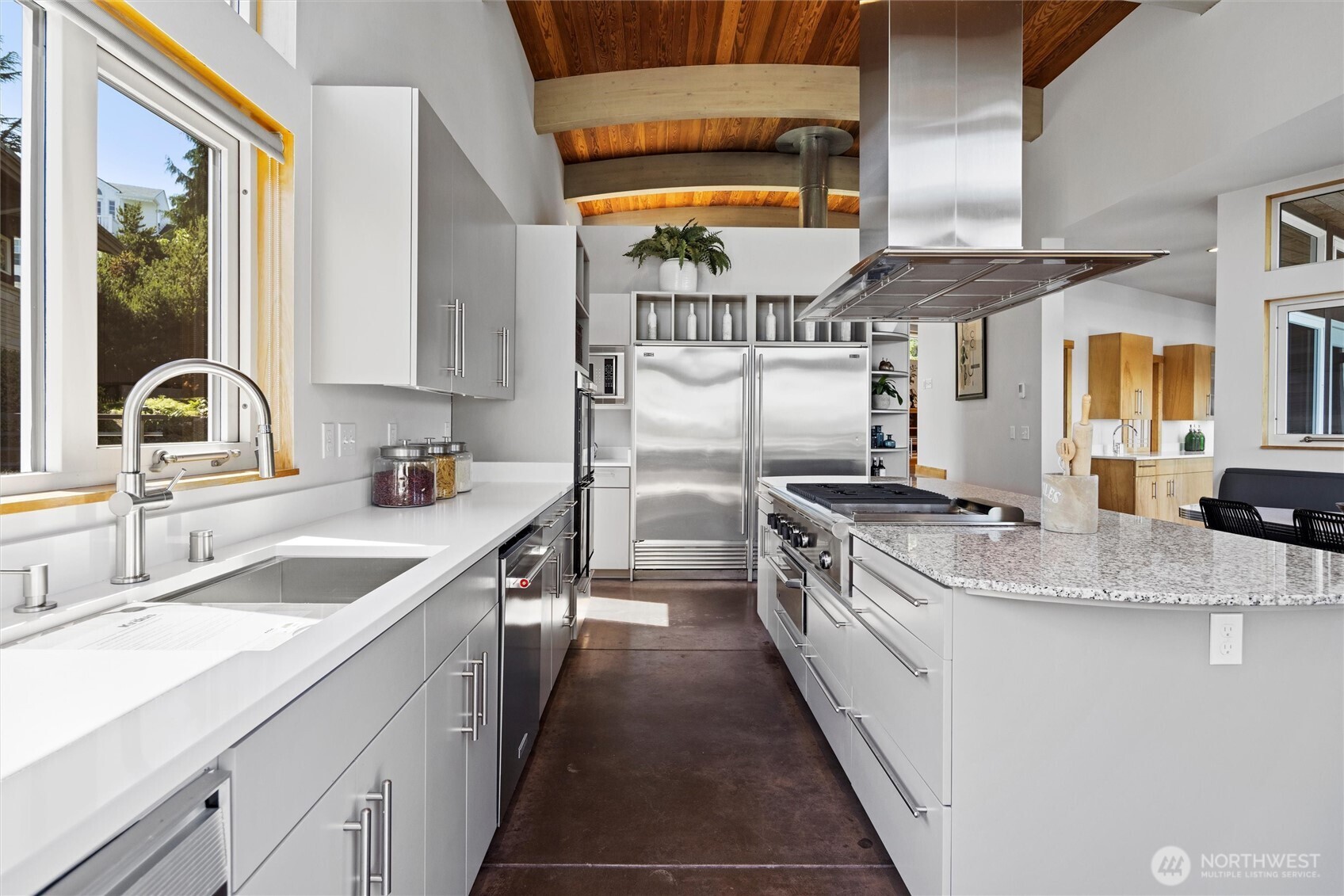 High-end stainless steel appliances.