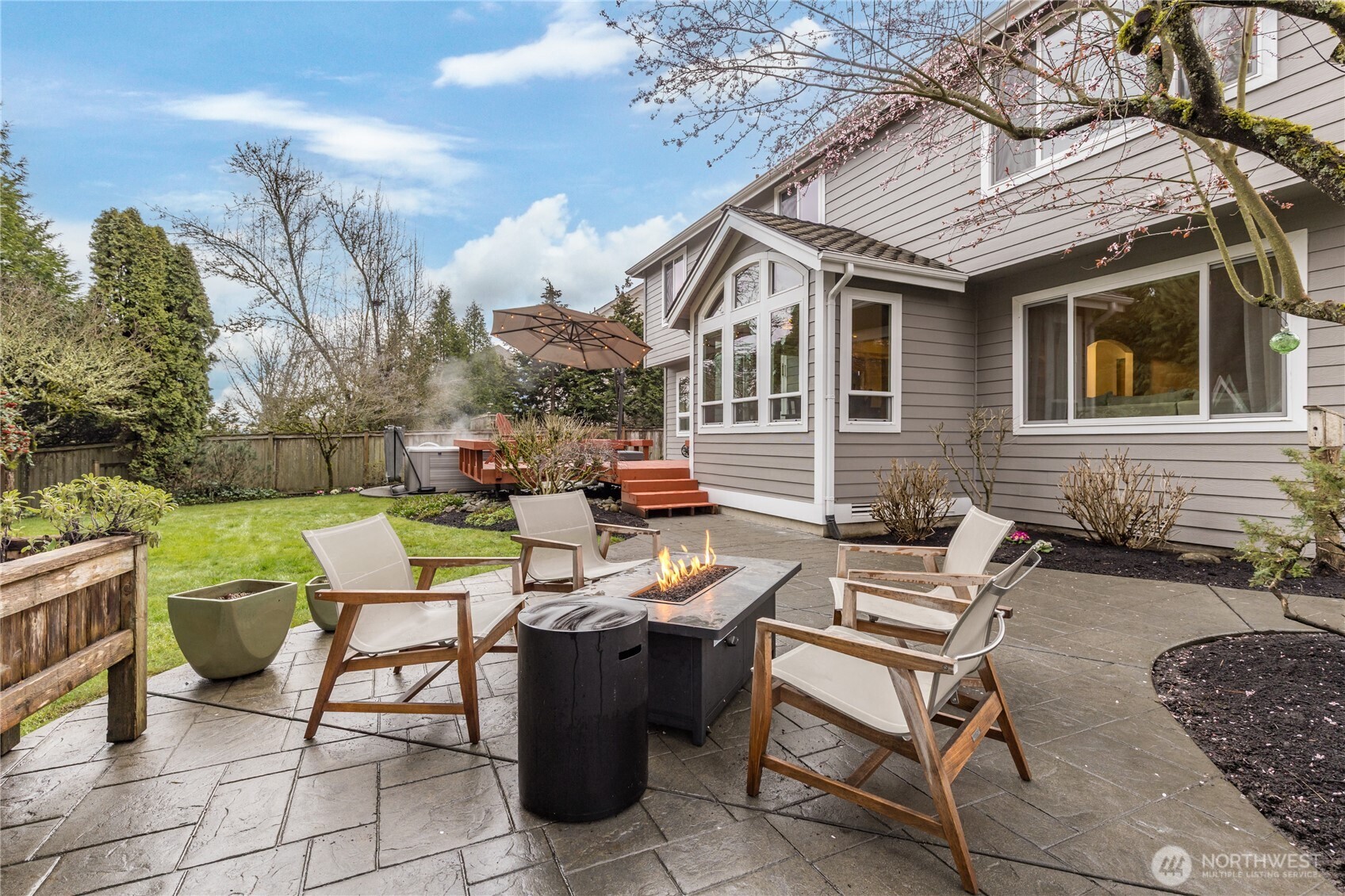 Expansive stamped concrete patio