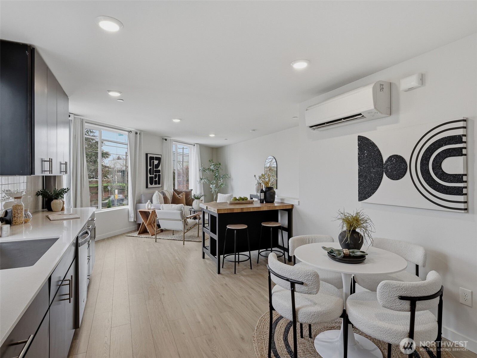 Mini-split AC on each level keeps the home cool