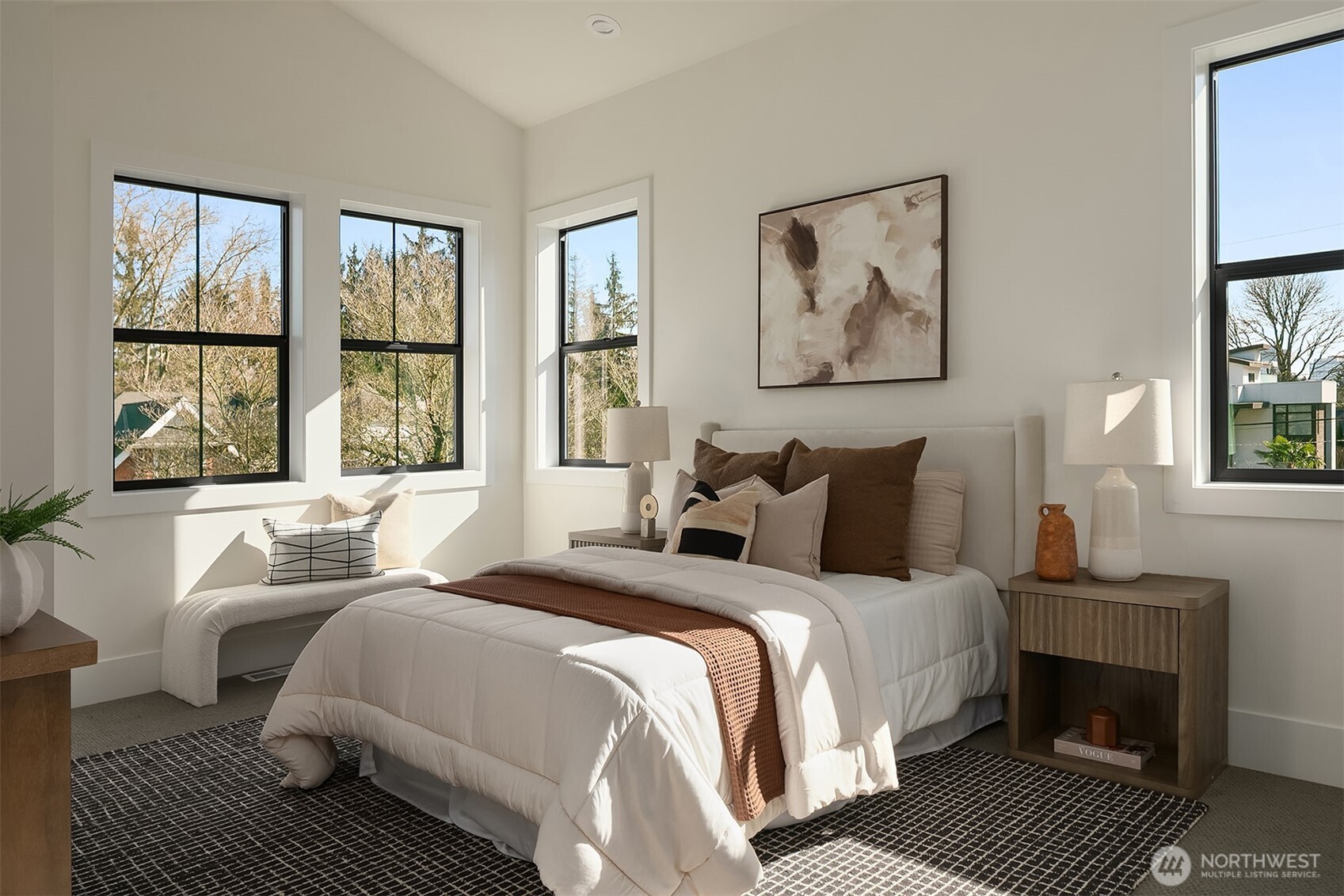 Every room on the second floor features vaulted ceilings